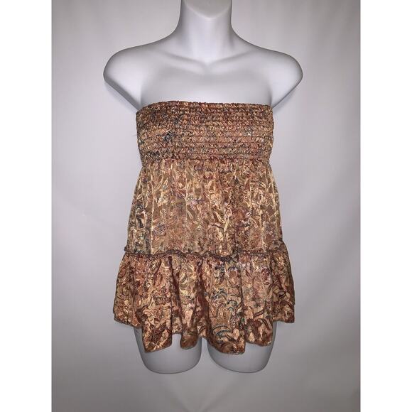 Perry Walker Collective Tops - Perry Walker Collective Women Brown Short Sleeve Silk Top 2